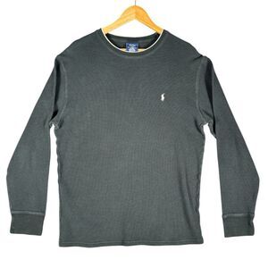 Polo Ralph Lauren Shirt Sz L Gray Thermal Waffle Cotton Casual Classic Fall Spri